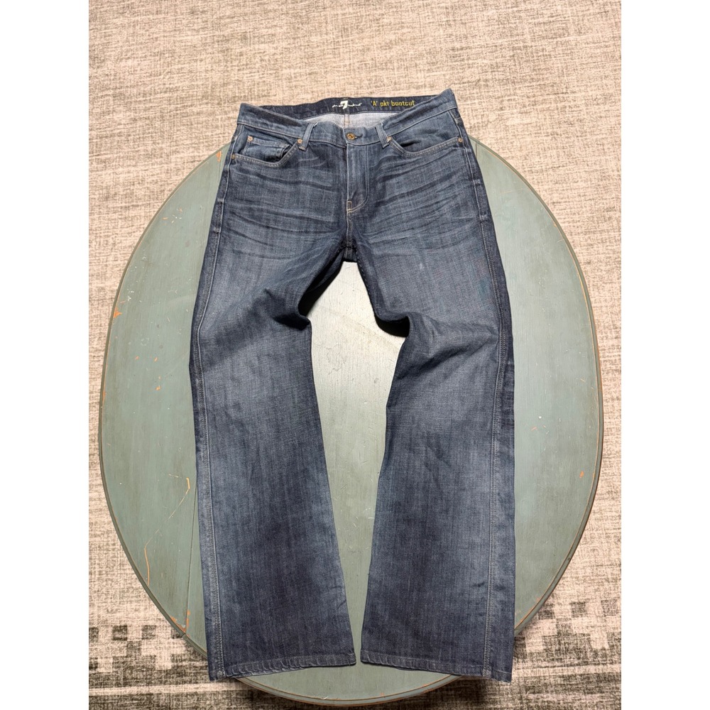 Y2K 7 For All Mankind Mens A Pocket Bootcut Jeans Dark Wash Size 33 USA Made